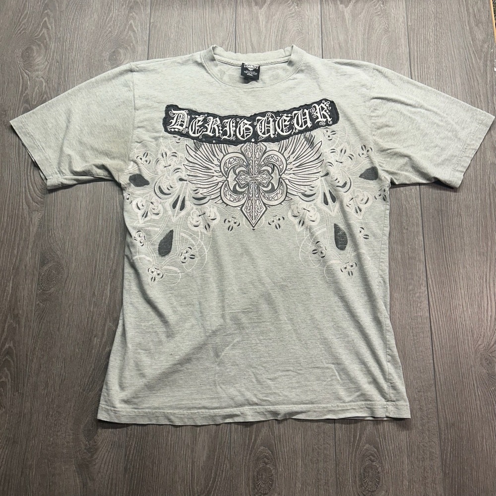 Xquisite Sportswear Men 2XL Gray Y2K Graphic T-Shirt Cross Fleur De Lis Cotton